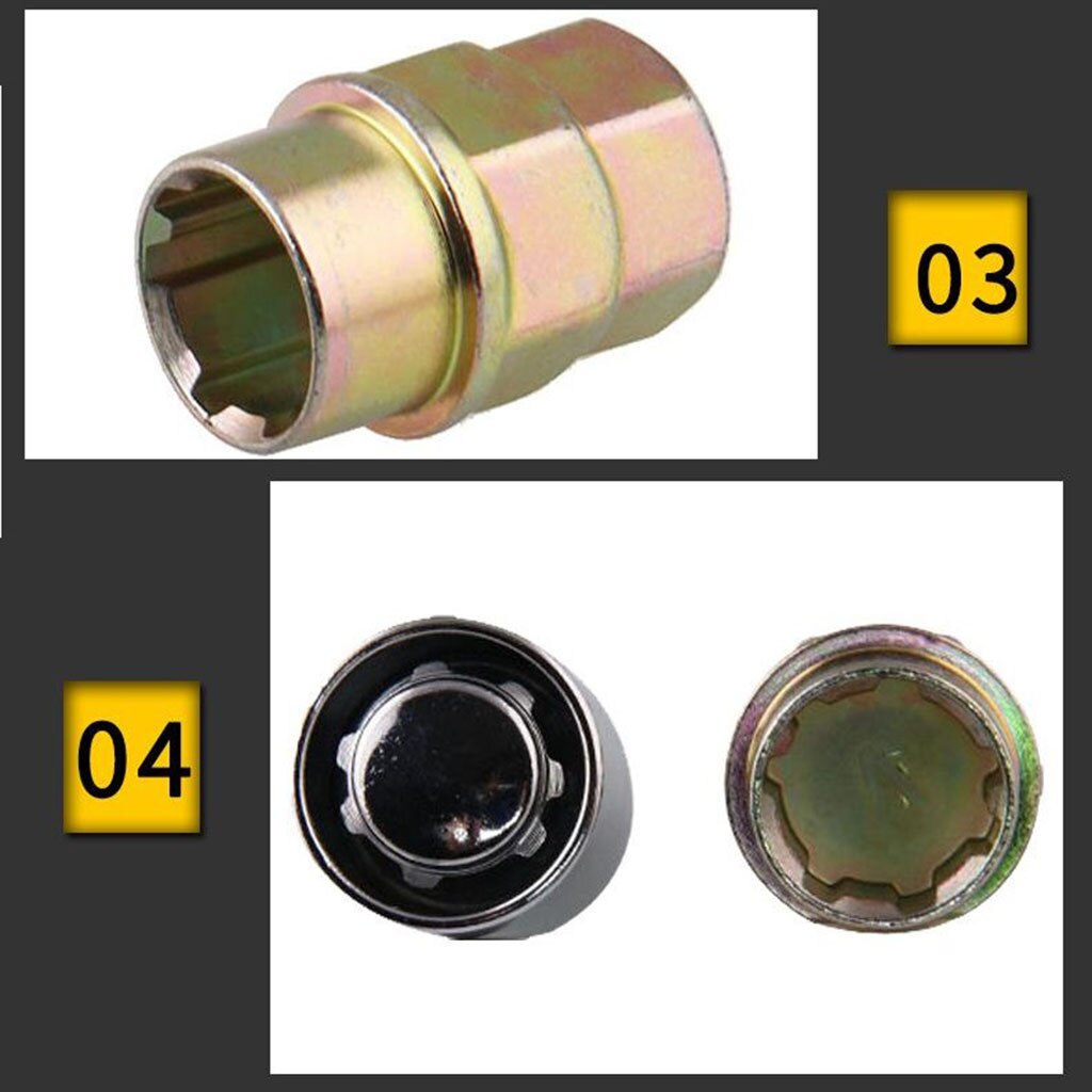 Lug Nuts Wheel Rim Anti-Theft Lock Kit, Auto Replacement Wheel Tire Nut Lug 4pcs and 1pc Antitheft Nut M12x1.5