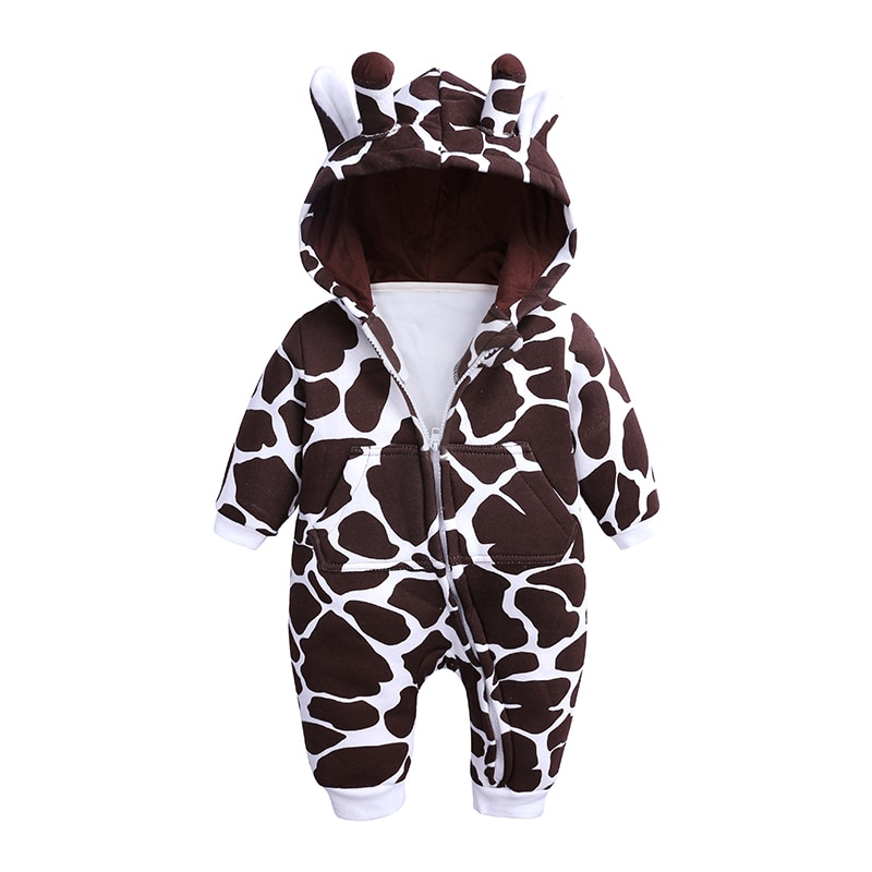 Nette reizende cartoon giraffe baumwolle baby jungen mädchen overall neugeborenen winter dicke herbst baby outfit Weihnachten kinder kleidung