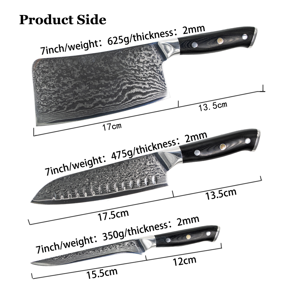 Kitchen Knives 8 inch Damascus Steel Chef Knife set Utility Cleaver Knives Meat Japanese Santoku Knife Cooking Slicing Knife