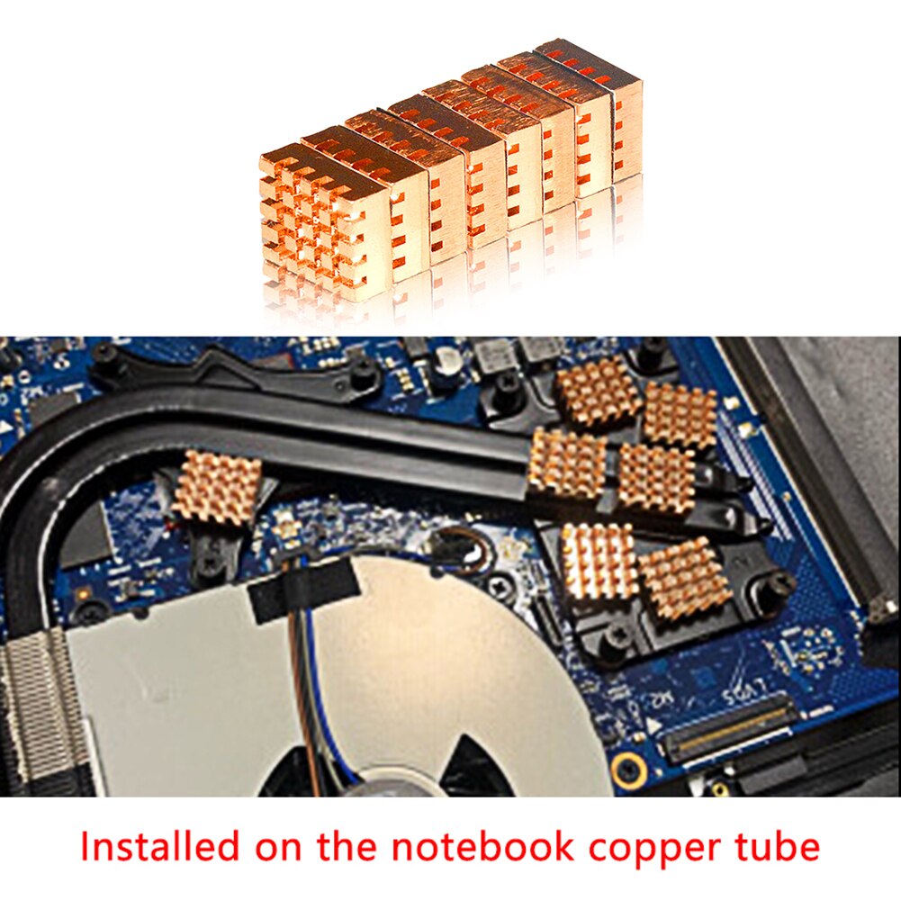 8pcs/Set Pure Copper RAM Heatsink Cooler Adhesive Back PC Computer Cooler RAM Heat Sink Graphics Card Memory IC Chip Radiator