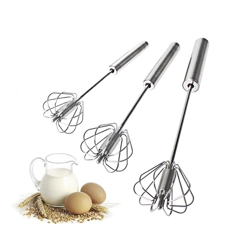 Semi-automatic Egg Beater 304 Stainless Steel Egg Whisk Manual Hand Mixer Self Turning Egg Stirrer Kitchen Accessories Egg Tools