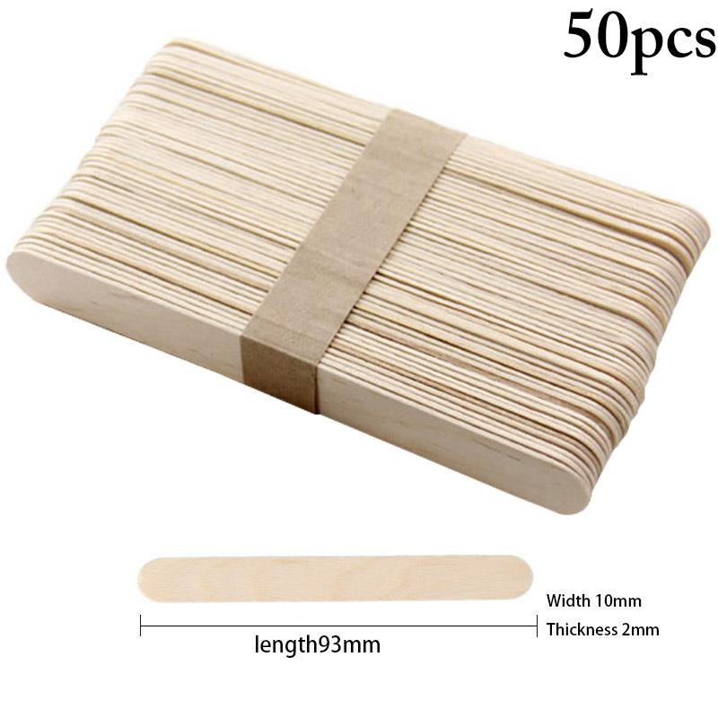 50/100PCS Kids Ice Cream Stick DIY Safe Natural Wooden Popsicle Stick Ice Pop Stick DIY Lollipop Mold Home Coxeer: 50PCS S
