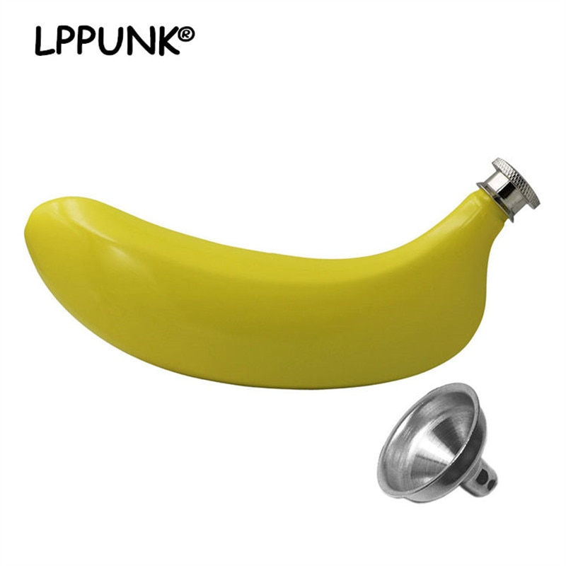 Mini 5oz rostfritt stål 304 vodka tratt whiskyflaska hip flaska bärbar ficka banan sprit flagon alkohol flaska lppunk