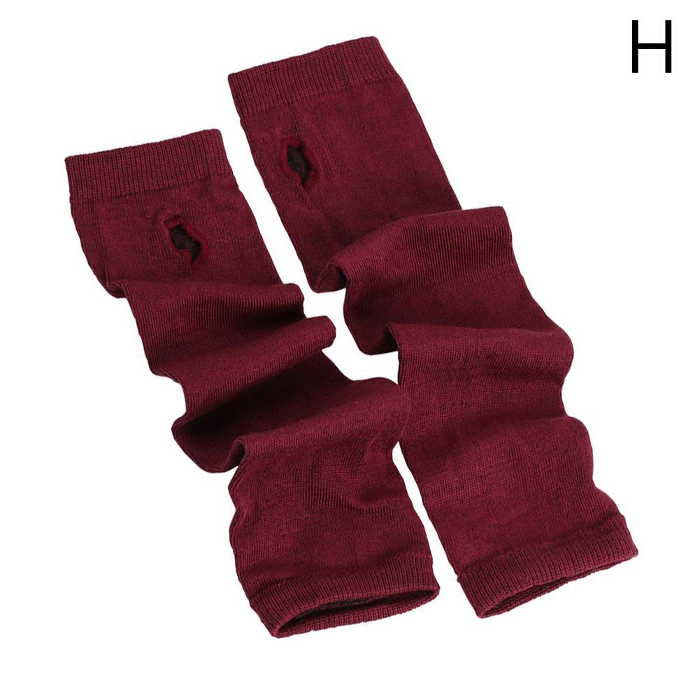 Mannen Lange Winter Handschoenen Arm Cover Classic Zwart Wit Gestreepte Katoen Pols Cover Arm Dames Handschoenen Mouw Gebreide Handschoenen vrouwen: wine red