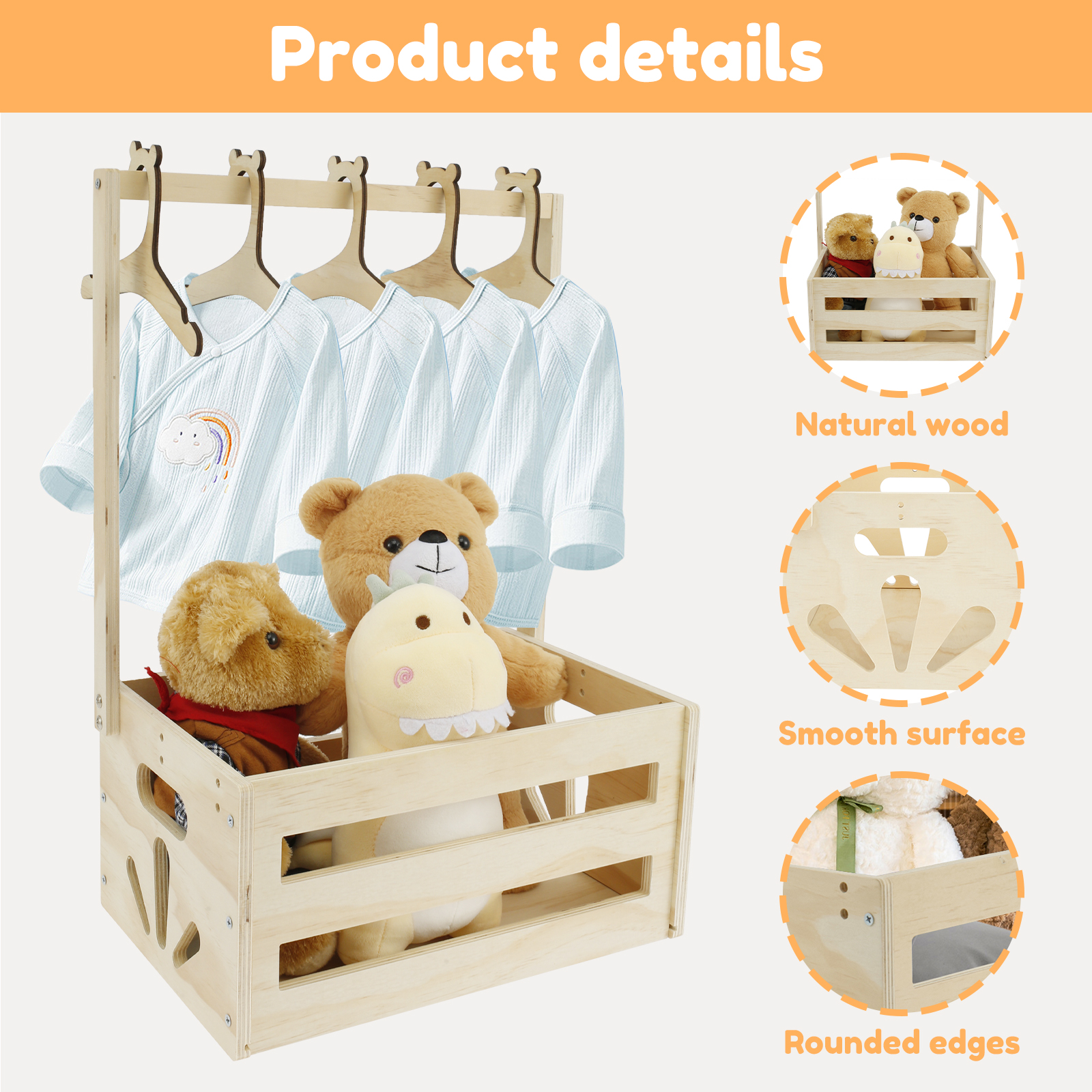 Holz Baby Dusche Lagerung Korb Baby Spielzeug Lagerung Kiste mit Griff Dekor Mehrzweck Korb für Jungen Mädchen Neue Eltern