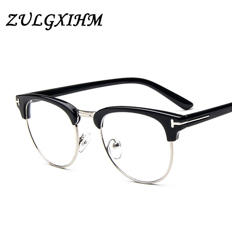 Monture de lunettes en métal demi-cerclée pour hommes, lunettes optiques cool, monture de lunettes de vue pour hommes