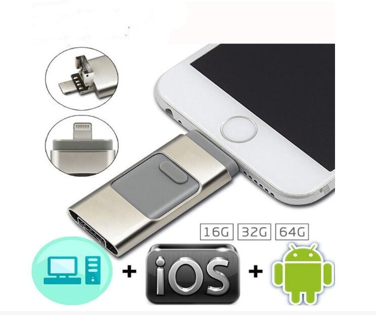 Memoria de 128GB para iPhone 6 6s Plus 5 5S ipad Pen drive HD tarjeta de memoria móvil OTG Micro USB Flash Drive 16GB 32GB 64GB