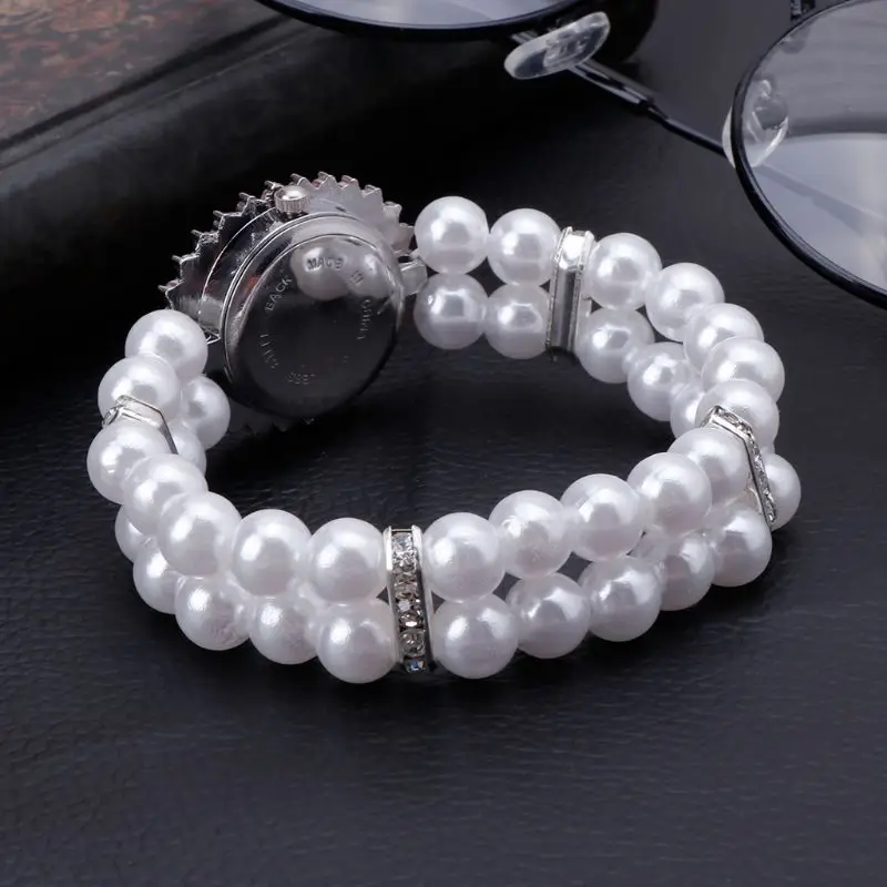Dameshorloge, klok, casual polshorloges voor dames, horloges met parelarmband, horlogebandje, quartz polshorloge, horloges, sieraden