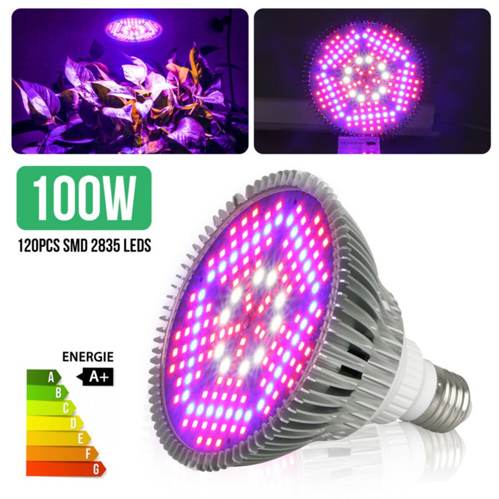 100 watt led kweeklamp voor planten,  e27 aluminium lampen met volledig spectrum, tuin, fruittuin, planten