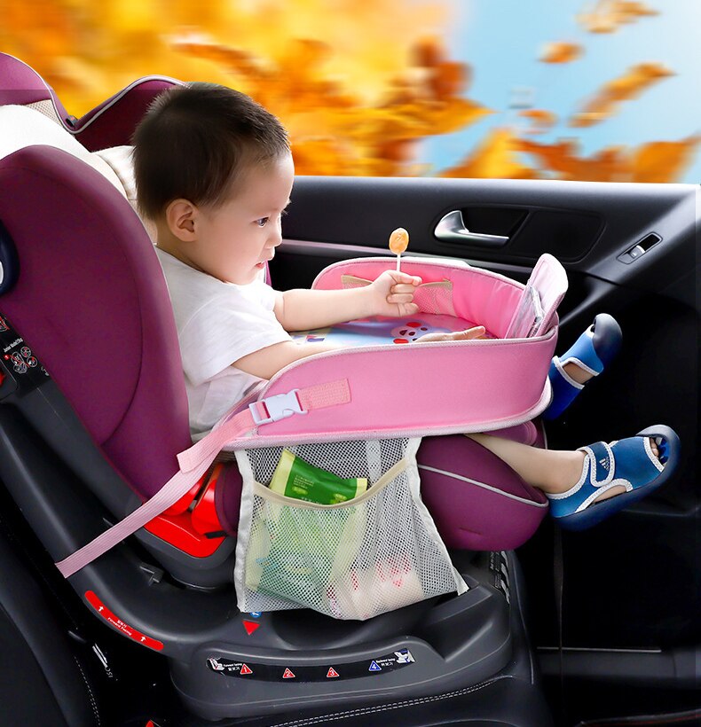 Placa de asiento de coche multifuncional para bebé, mesa de pintura para comer, impermeable, carrito para niños, accesorios de mesa de dibujos animados