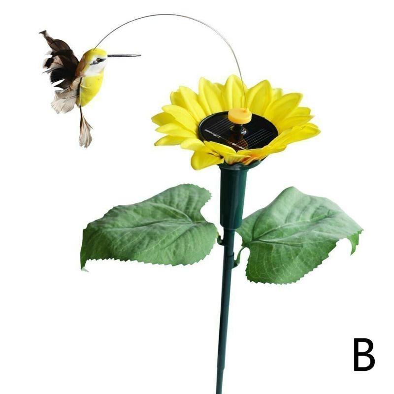 1 stk solar kolibri simulering solsikke sommerfugl potteplante ornamenter kolibri sol til haven indretning gård hummin  f1 v 7: B kolibri