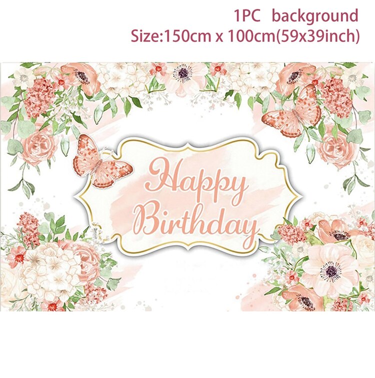 Pink Butterfly Birthday Party Backdrops Wedding Decorations Photo Booth Background Baby Shower Girl Hanging Flag Backdrop Props: butterfly 2