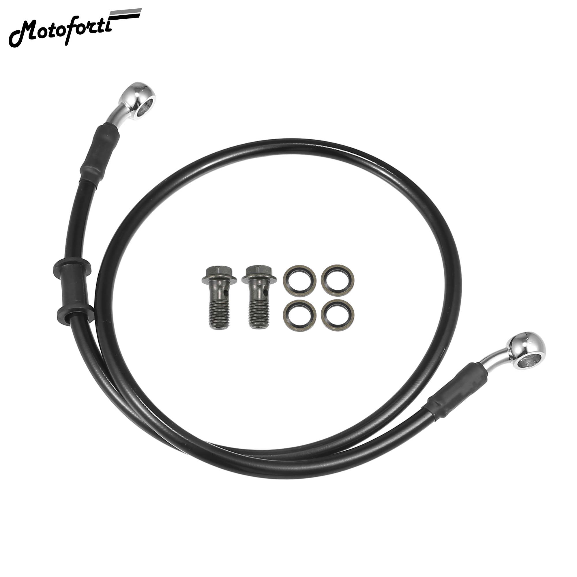 Motoforti-manguera de freno hidráulico trenzada para motocicleta, tubo de aceite negro de 30CM-170CM y 28 grados para Motocross