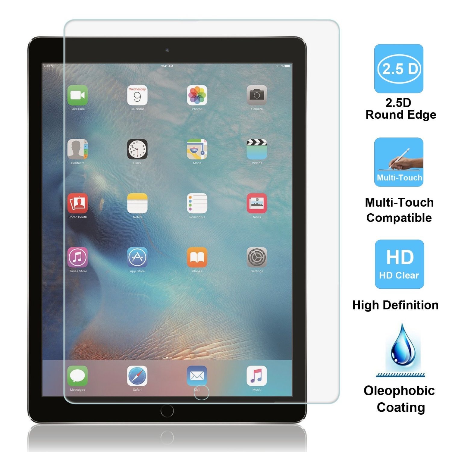 Case Cover for iPad 9.7 5/6th Generation Auto Sleep Wake Up PU Leather for iPad case Air 1/2 Full Body Protective Case: Glass Not Free Gift