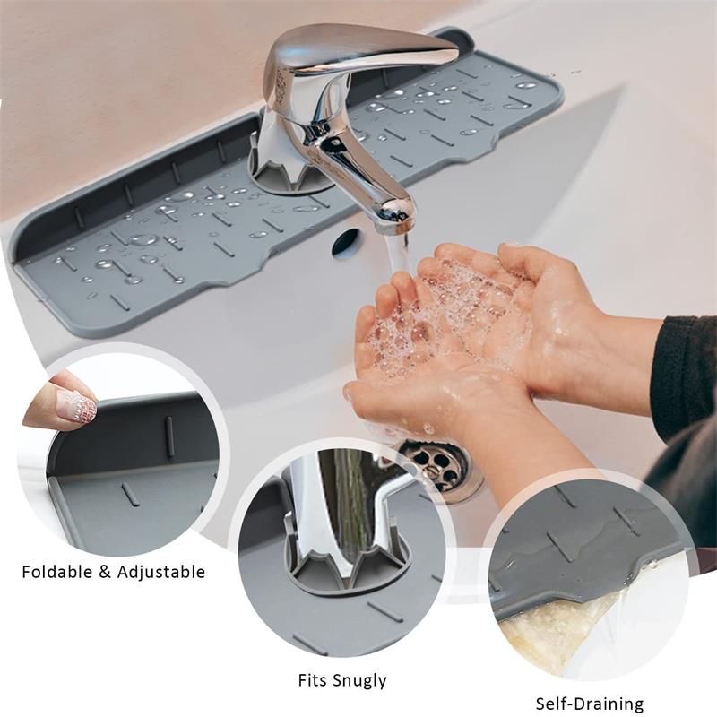 1PC Grey/Orange/Black 37X14CM Kitchen Faucet Absorbent Mat Sink Splash Guard Silicone Drainage Drying Pad Countertop Protection