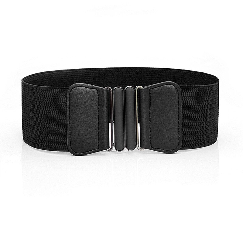 Cinturón elástico para mujer corsé negro elástico faux cuero cinturones para mujer boda accesorio vestido cintura costura cintura ancha sello: Black