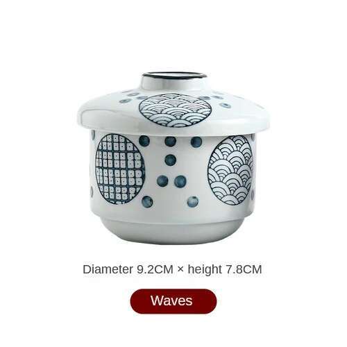 Japansk keramisk liten suppeskål med lokk dampet eggskål kjøkkenutstyr: Oransje