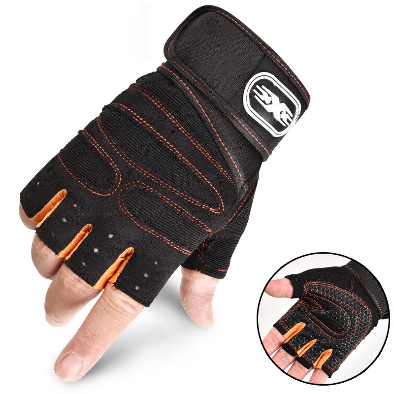 Heavyweight Exercises Half Finger Weight Lifting Gloves Body Building Training Sport Gym Fitness Gloves For Men Women M/L/XL: Orange / M
