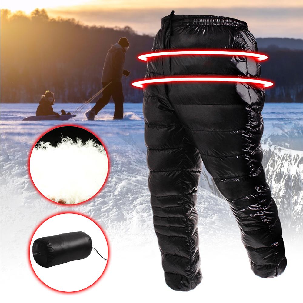Winter Down Pants Outdoor Warm Breathable Thickened Windproof White Goose Down Pants Waterproof Ultra-light Trousers For Skiing
