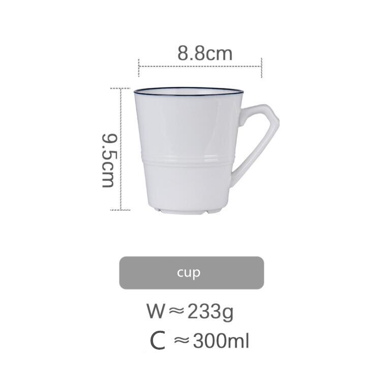 White screw Thread Dinner Plate Ceramic Kitchen Plate Tableware Set Food Dishes Rice Salad Noodles Bowl Soup Bowl 1pc: cup