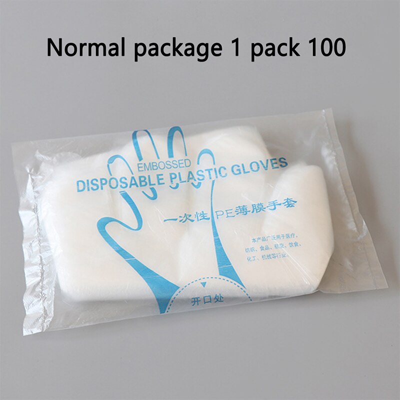 100Pcs Plastic Transparent Disposable Gloves Kitchen Eco-friendly Food Gloves For Restaurant BBQ Kitchen Disposable Gloves: 1