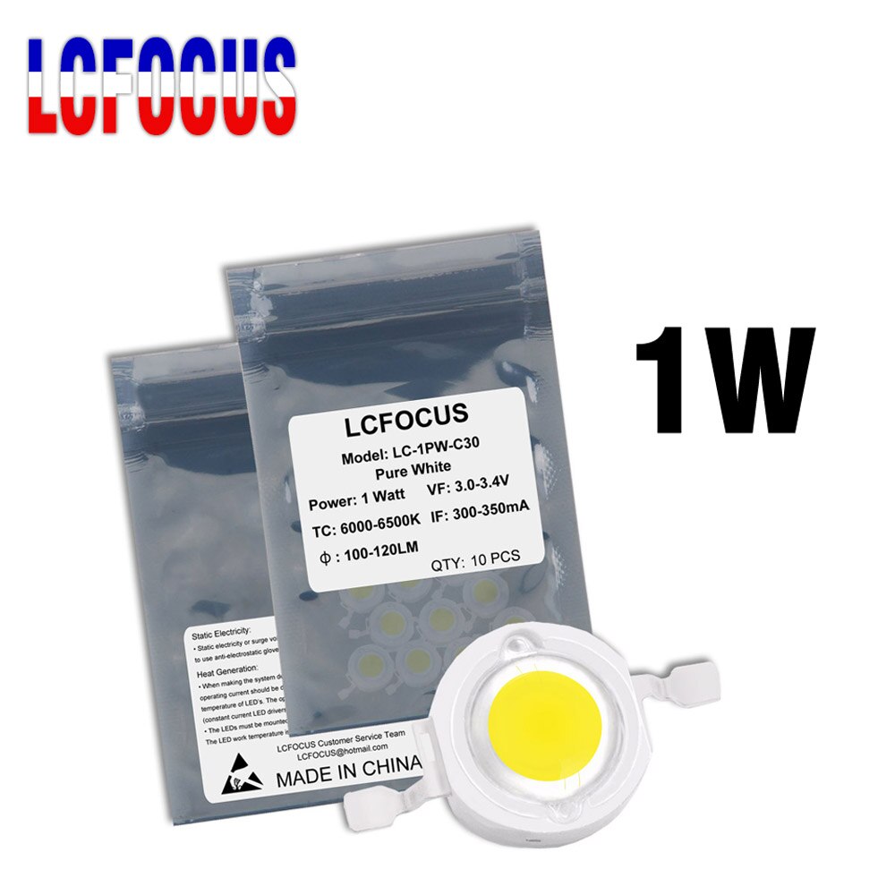 High Power Led Chip 1W Warm Natuurlijke Pure Cool White 3000K 4000K 6000K 10000K 20000K 30000K Voor Diy Spotlight Schijnwerper Lamp