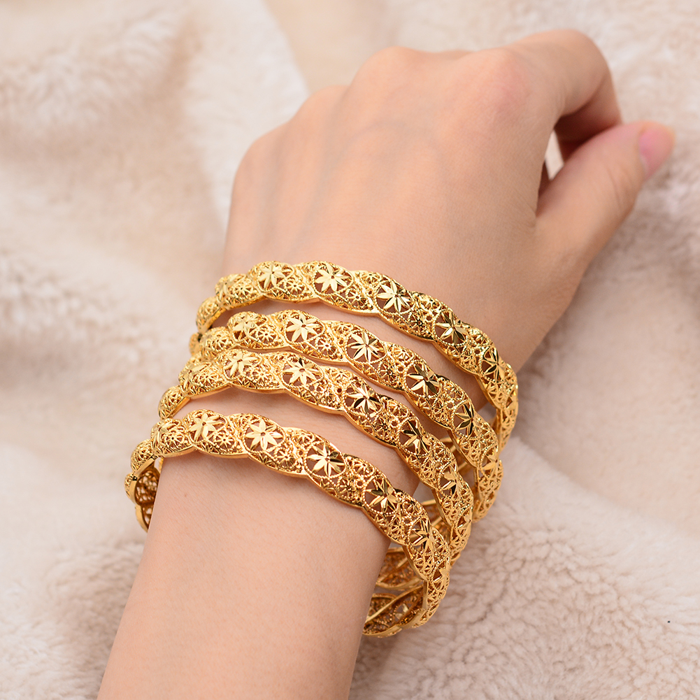 Annayoyo dubai guldarmbånd kvinder mænd 1pc guld kvinder armbånd afrikansk europæisk etiopien mænd piger smykker armbånd