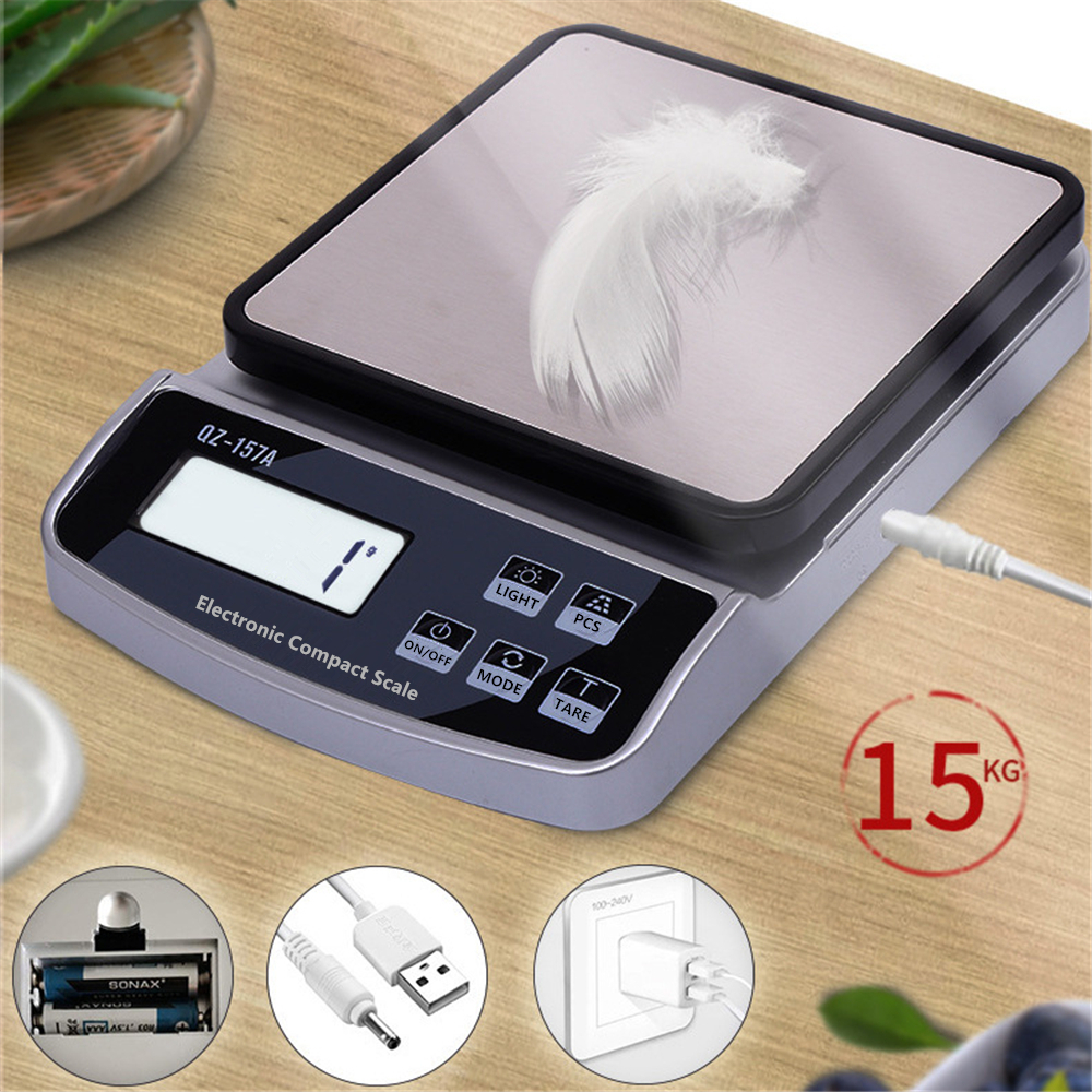 15/10/3KG Electronic Scale fit in USB Charge/plug-in/battery Waterproof Kitchen Scale House Coffee Scale Digital Baking Scale