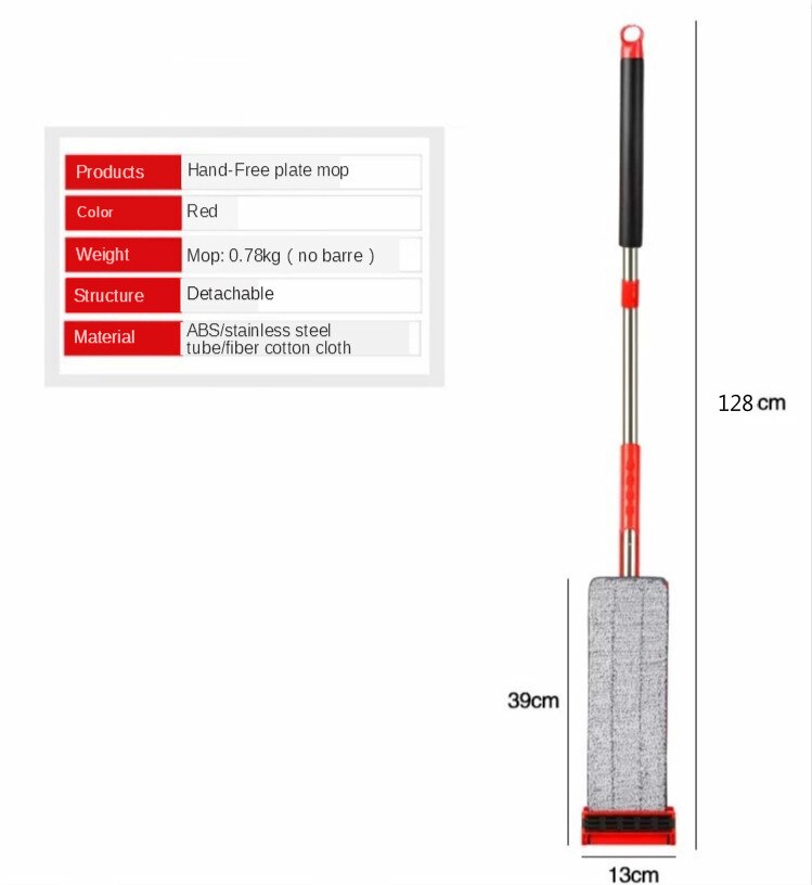 Husrengjøringe magi mikrofiber pads gulv skrubber maling stang mopp xiaomi lat mopa mopp til vask gulv rengjøringsverktøy: Rød mopp innen 1 pute