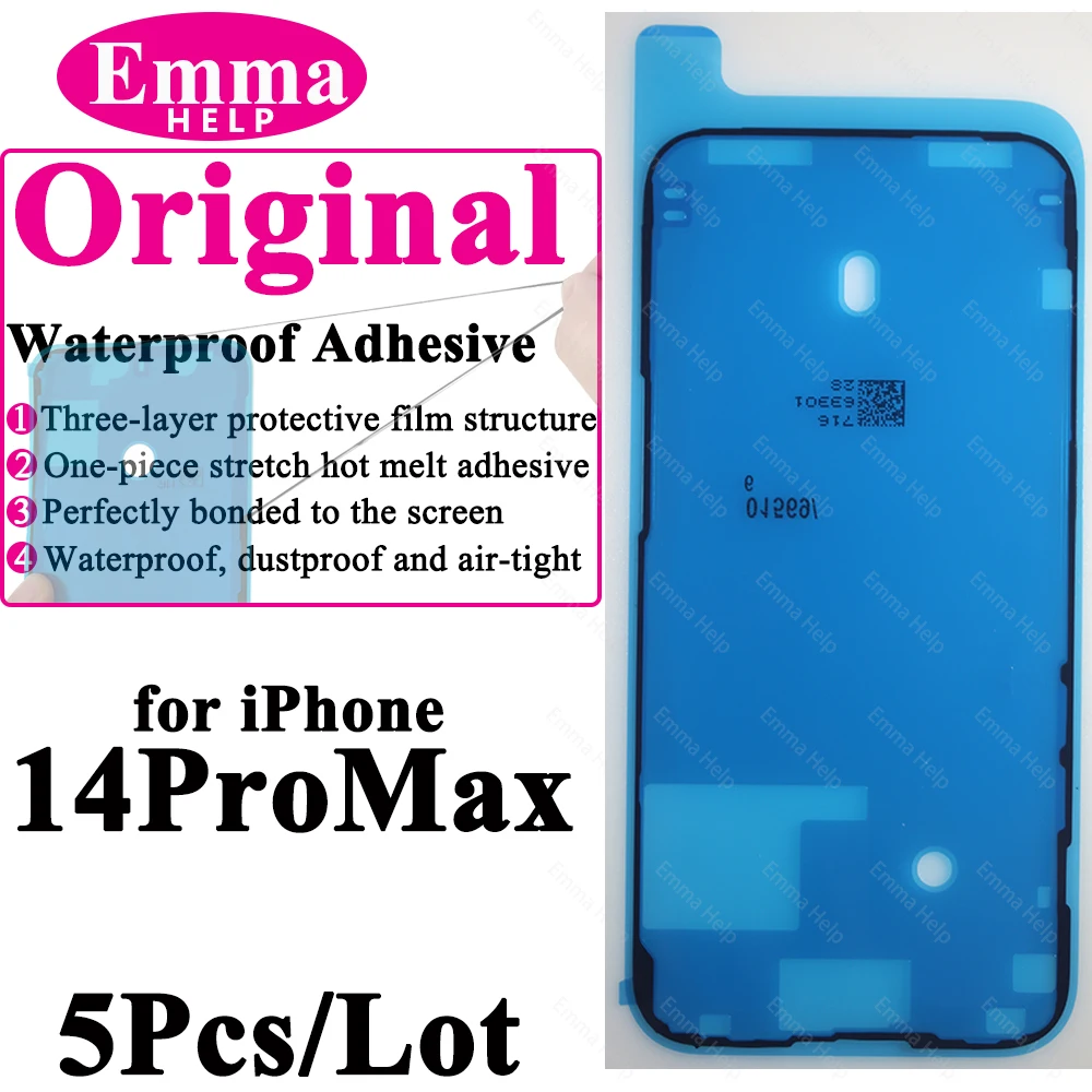 5 uds pegatina impermeable para iPhone 13 12 11 Pro Max 14Plus 3M adhesivo marco de pantalla LCD sello reparación adhesivo accesorios para iphone: Rojo rosado