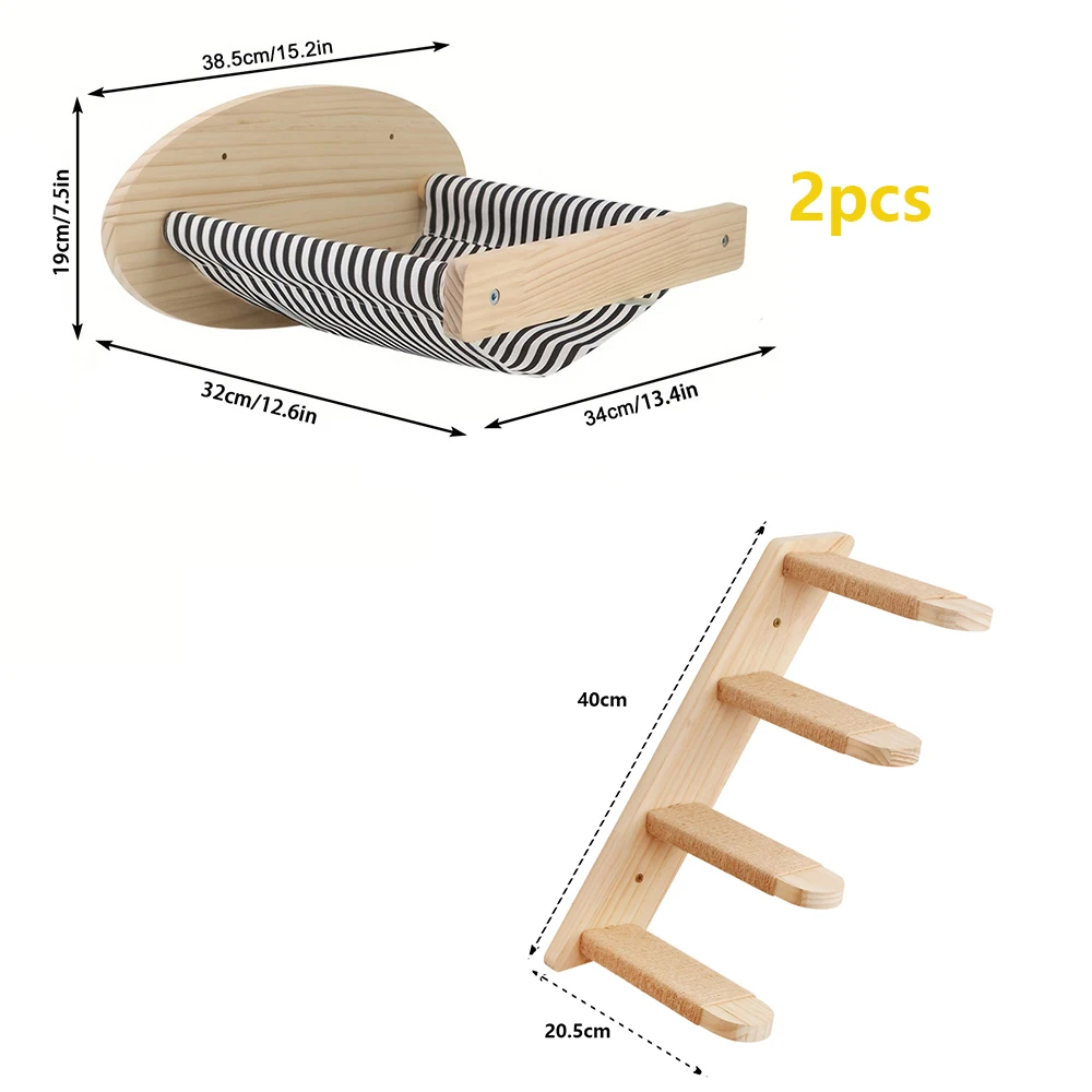 Cat Climbing Shelves Wall Mounted Cat Tree Sisal Scratching Post Cats Hammock House Jumping Platform Rope Ladder Pet Furniture: Light Grey