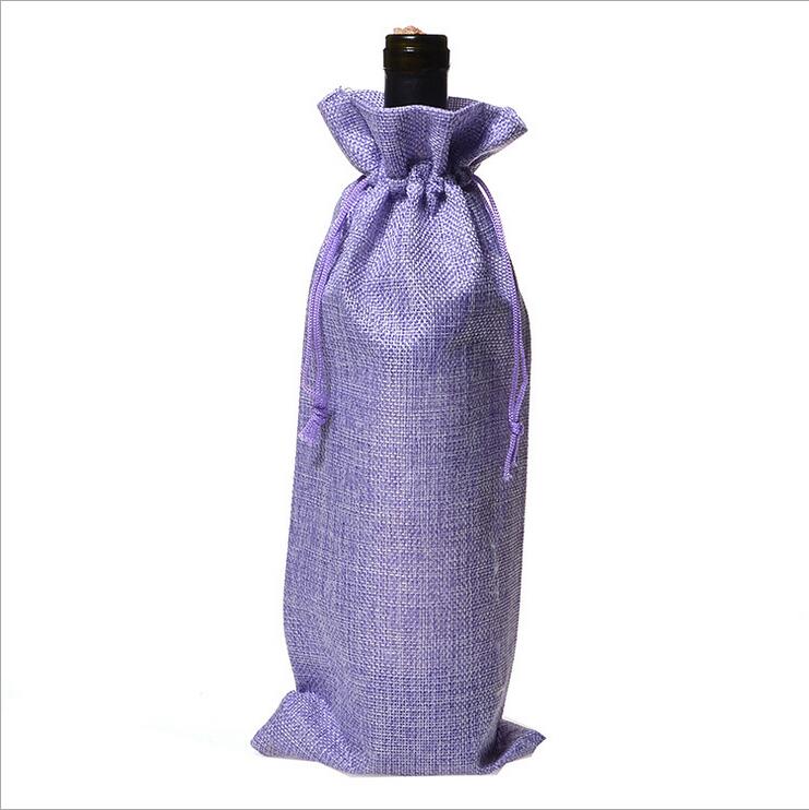 4Stck Burlap Wein Taschen mit Kordelzug, Wein Taschen , Einzelnen Wiederverwendbare Flasche Taschen Perfekte für Reise, hochzeit, Geburtstag, Party: hell Violett