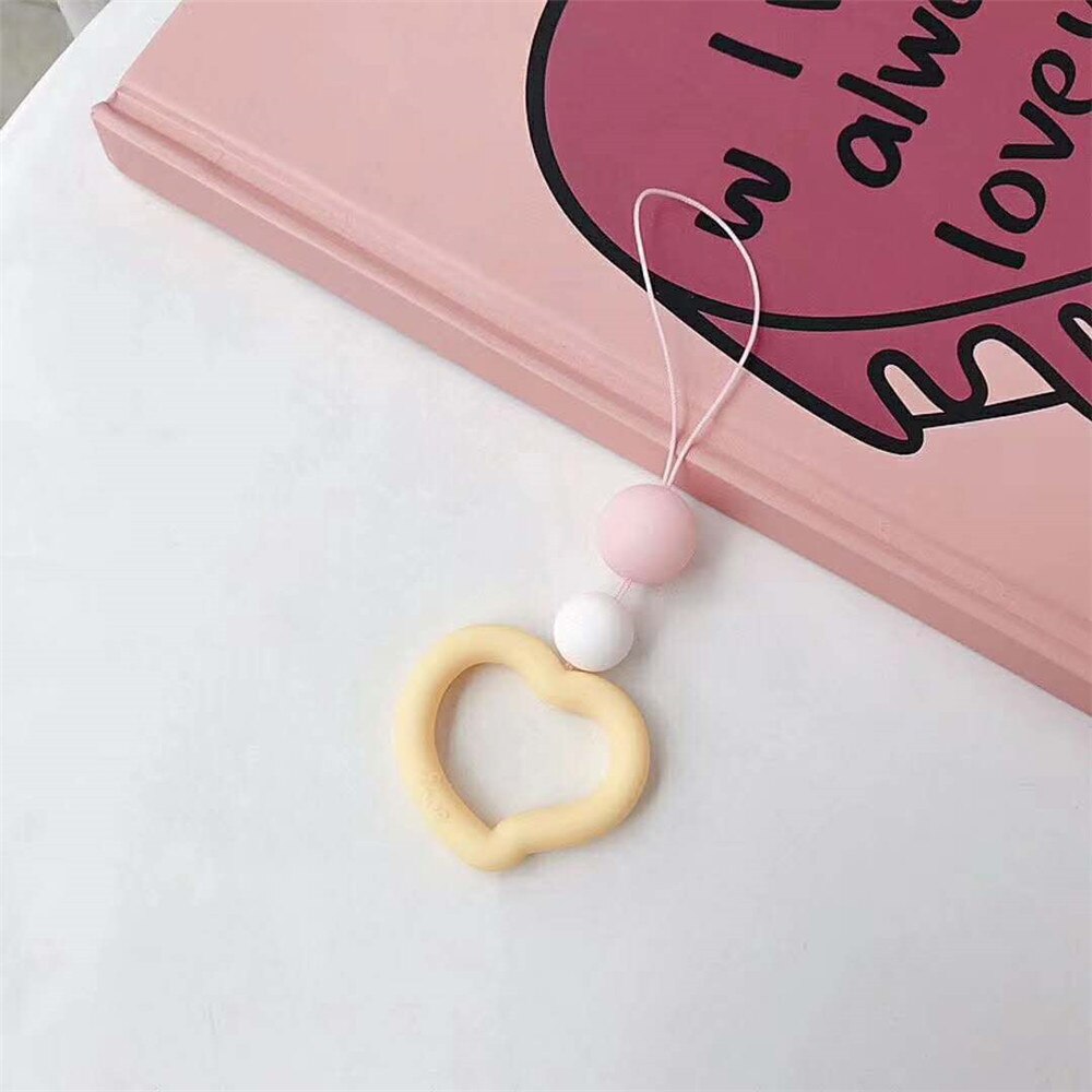 Silicone coração amor macaron laço telefone macio original para iphone kawaii bonito universal anel do telefone móvel pulseira de dedo charme: 3