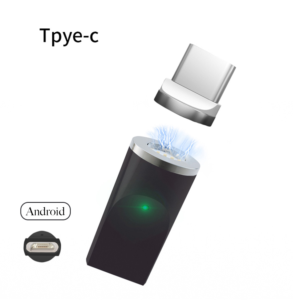 Magnetische Adapter 3A Strom Schnell Ladung Konverter 3 in 1 Adapter IOS Android Typ-C Magnetische Transfer Micro USB stecker: Android to Type C