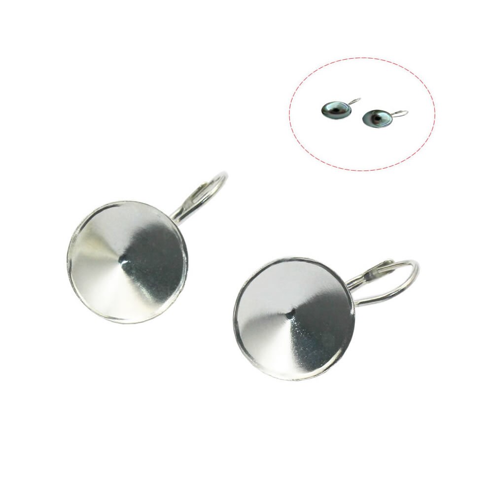 Beadsnice 925 sliver jewelry earring base round cup earring blanks for point back crystal fit 12x12x5mm women earrings ID31094