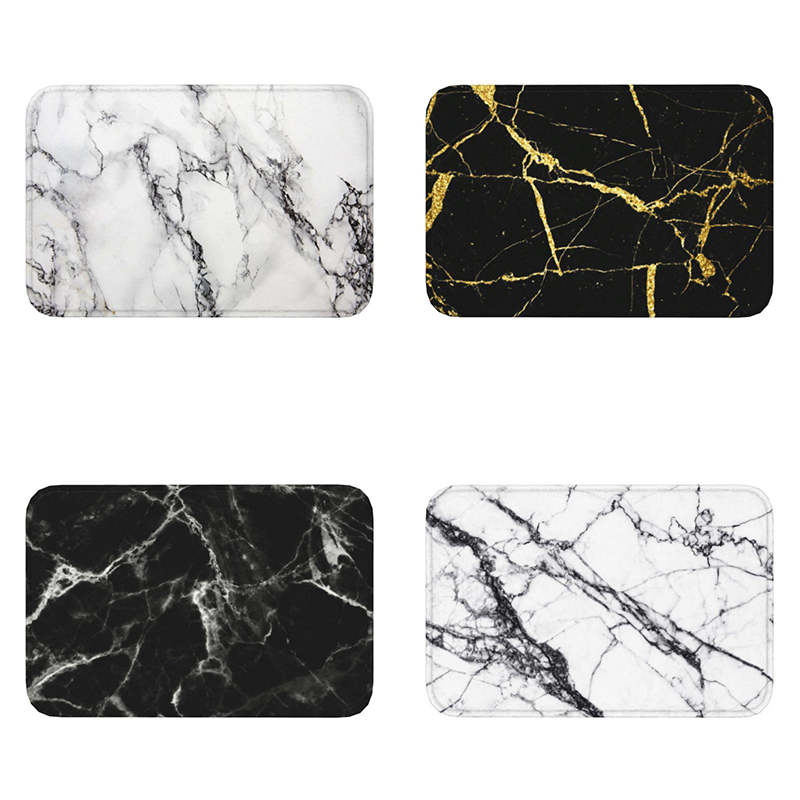 Rook Zwart Marmer Deur Mat Vloer Antislip Abstracte Textuur Badkamer Keuken Tapijt Garage 40*60Cm Woonkamer Ingang