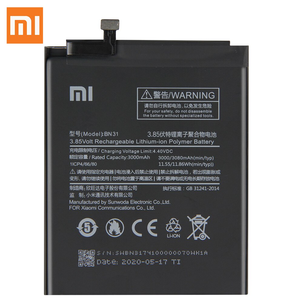 Xiao Mi Original Ersatz Batterie BN31 BN20 BM49 BM4E Für Xiaomi Mi 5X Mi5X A1 Redmi Hinweis 5A Mi 5C mi Max Mi Pocophone F1