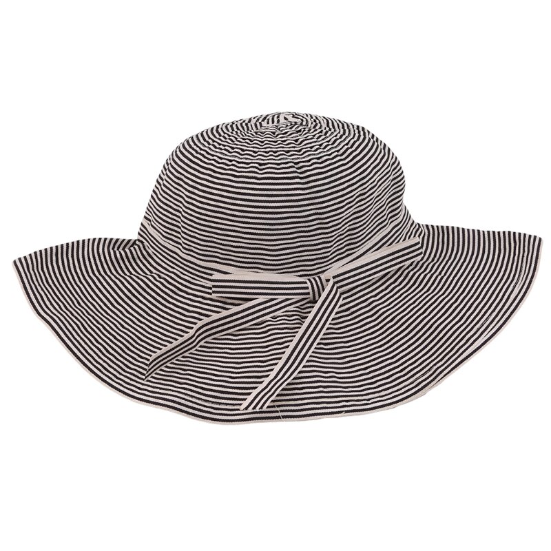 Kvinders stribede mønster hatte kvinder solhat sommer damer foldbar fiskerhat strand solhætte til femme: Kaffe