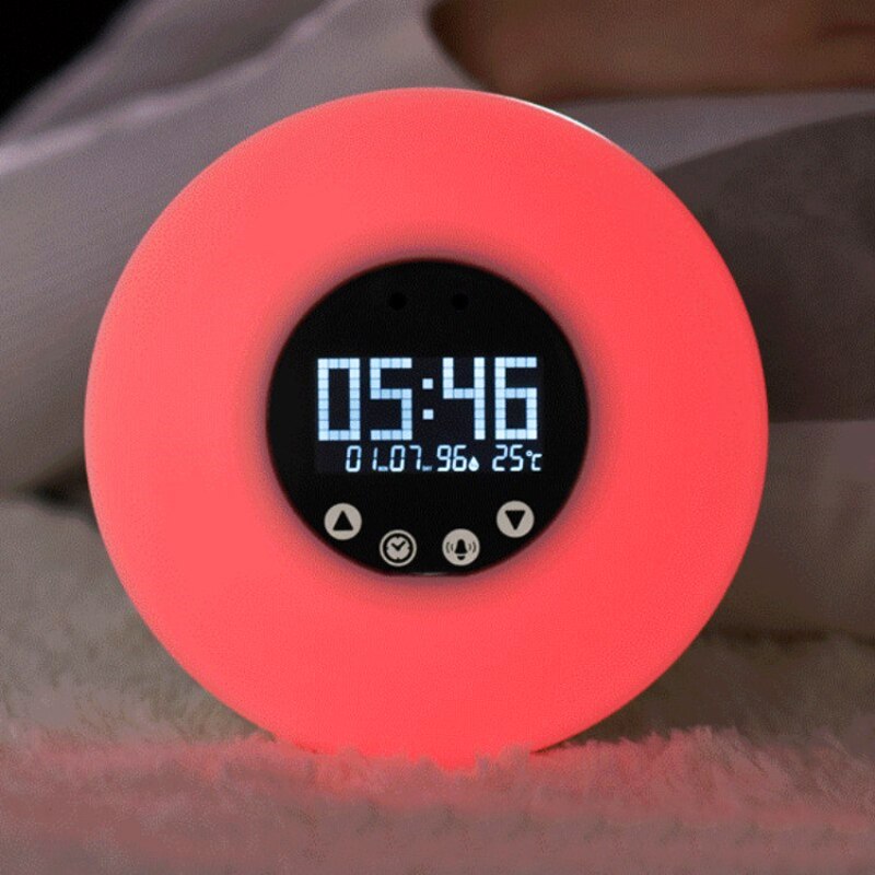 Alpha Lights Sunrise Wake-Up Lamp Alarm Clock – FM Radio, 7 Colors, USB Powered