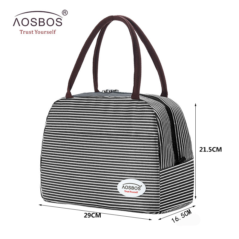 Aosbos Print Canvas Portable Cooler Lunch Bag Thermal Insulated Food Bags Food Picnic Lunch Box Bag for Men Women Kids