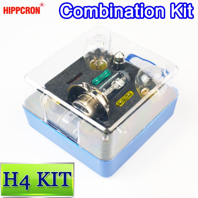 H4 extra glödlampssats kombination 11 st/set halogenlampor miniatyrlampor  ba15s fack 15d festonger  ba9s säkringar klart glas