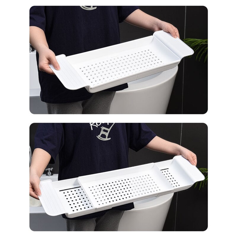 Portaoggetti per vasca da bagno a scomparsa multifunzione vassoio per vasca scaffale per vasca utensili da bagno scaffale per asciugamani supporto per scarico lavello da cucina
