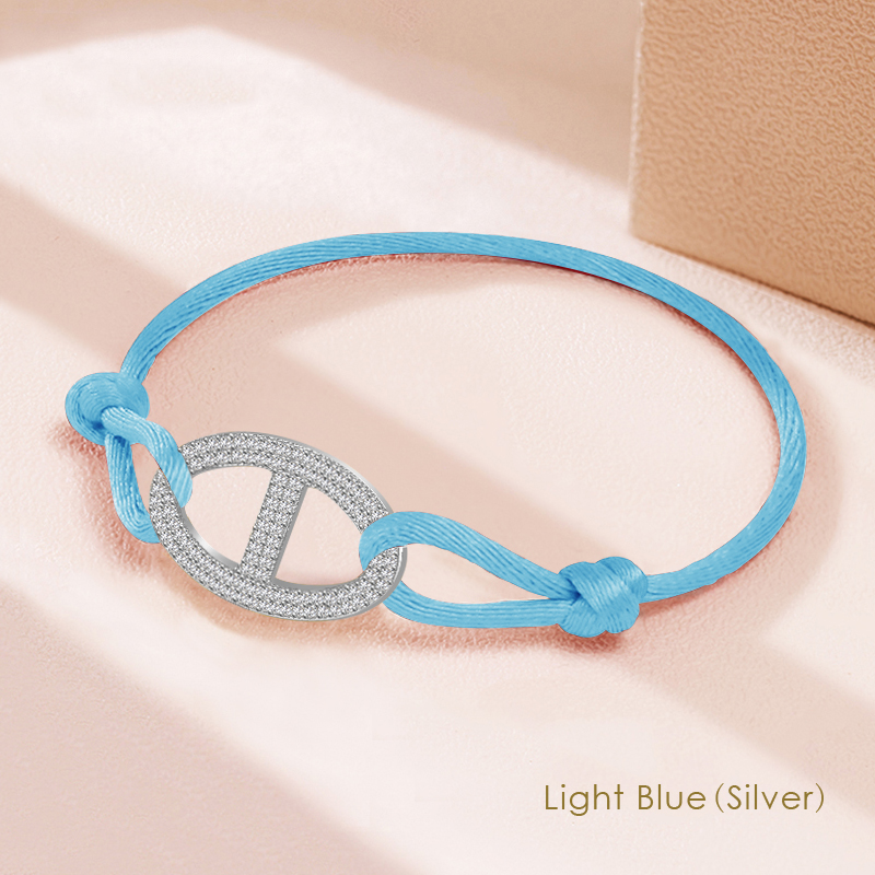 Maanlicht Mode Klassiek Varken Neus Zijden Touw Bedelarmband Voor Vrouwen Zirkoon Verstelbare Armband Vrouwelijke Sieraden 14 Kleuren