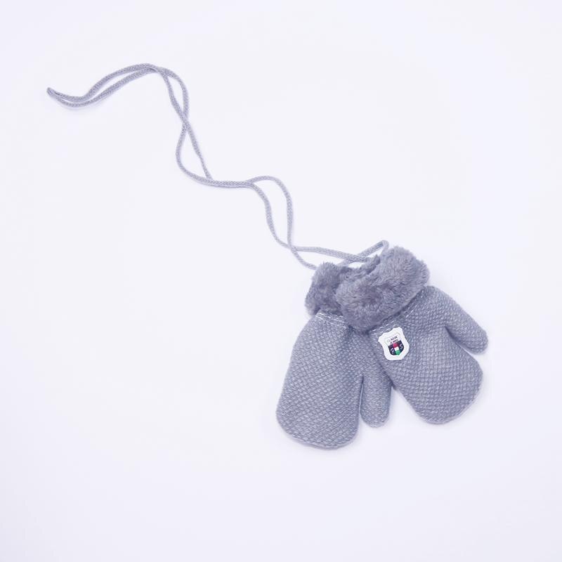 Inverno Caldo Guanti Del Bambino Del Capretto Della Ragazza Del Ragazzo Caldo Guanti Dito Guanti Foglia Corda Pulsante Solido Guanti: style 2 light gray