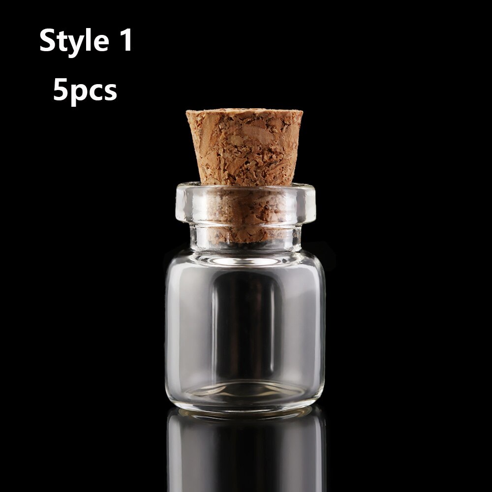 5Pcs Small Drift Bottle Glass Jars Decor Aluminum Cap Bottle Rainbow Wishing Bottle DIY Containers Mini Message Vials Ornaments: Style 1