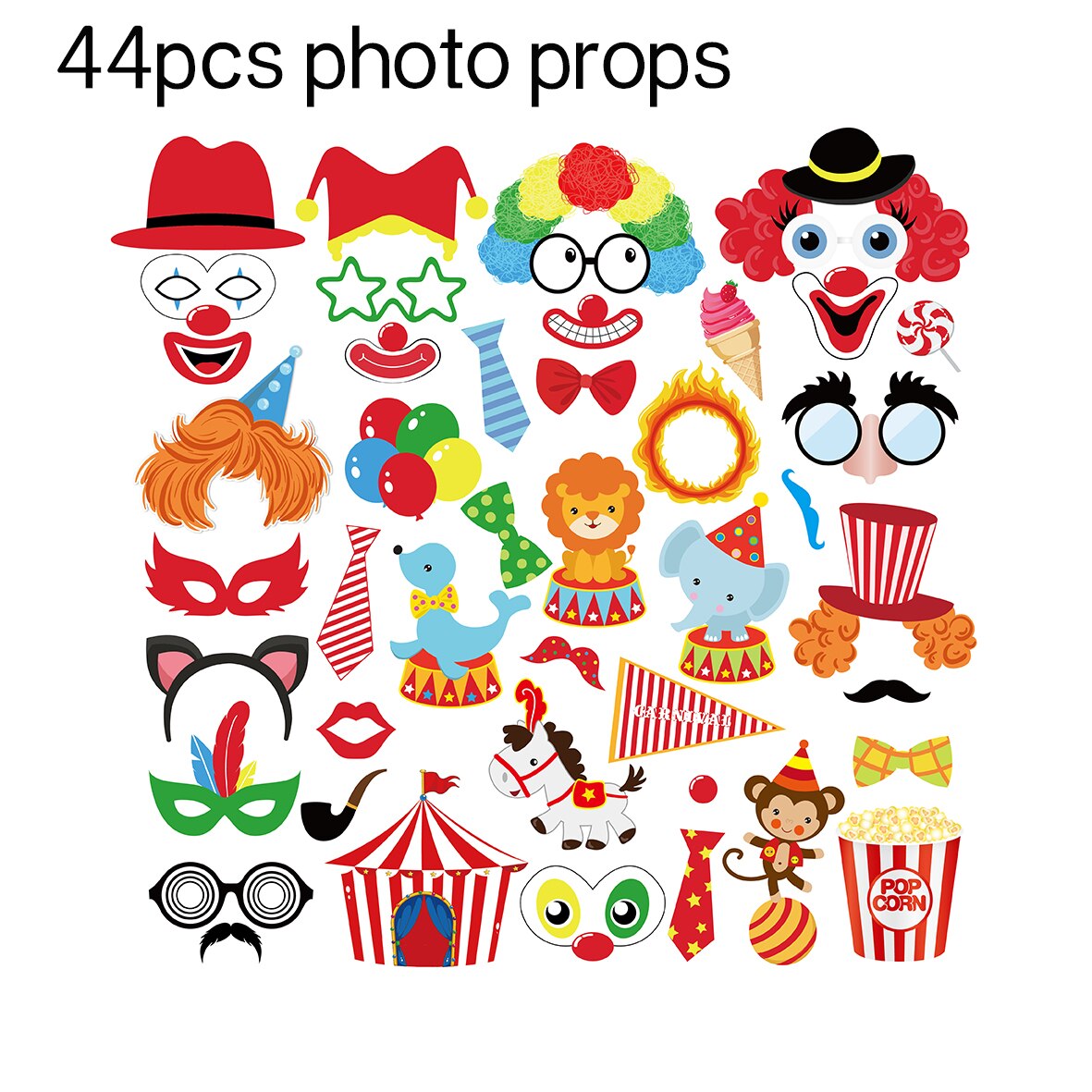 44pcs/set Baby Circus Animals Lion Carnival Party DIY HAPPY BIRTHDAY Party Photobooth Props Backdrops Baby Shower Decorations: PZ158