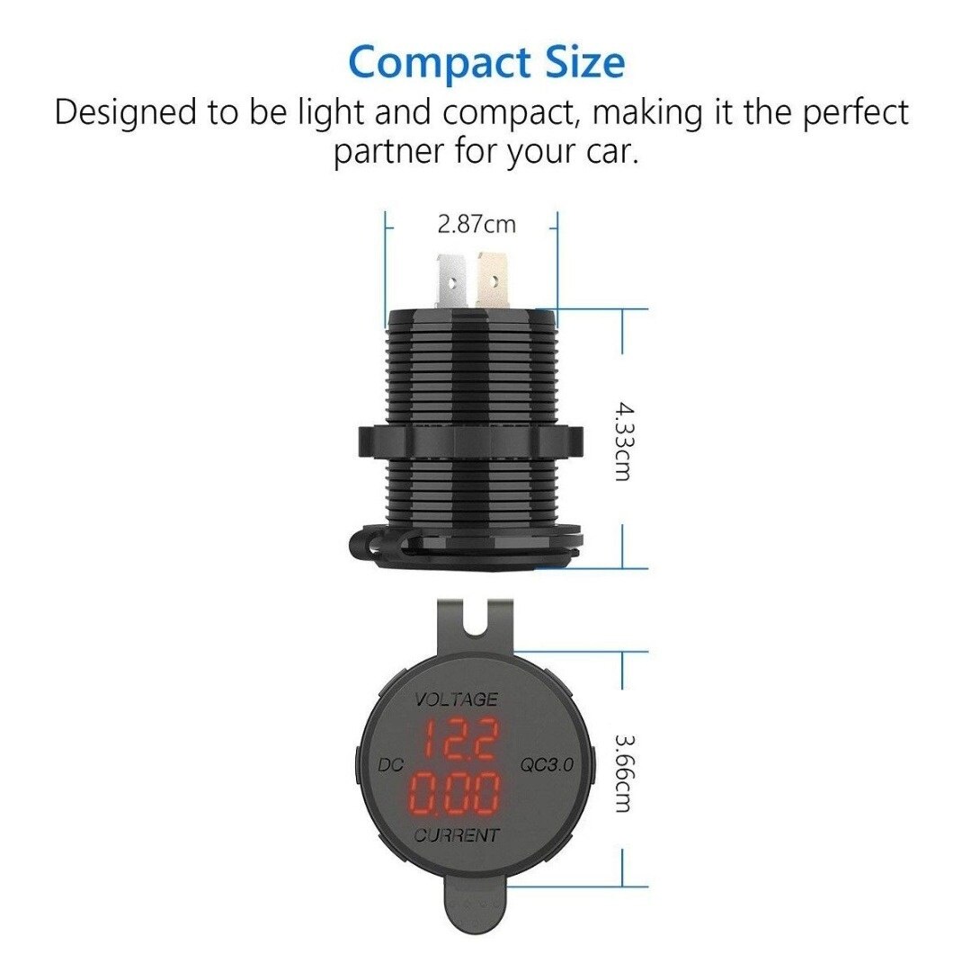 Doppio USB caricabatteria per auto caricabatteria presa adattatore LED voltmetro amperometro 3.0 USB 2V/24V 4.2A per telefono cellulare iPhone Samsung