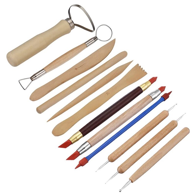 33Pcs Ceramic Clay Tools Set Polymer Clay Tools Pottery Tools Set Wooden Pottery Sculpting Clay Cleaning Tool Set