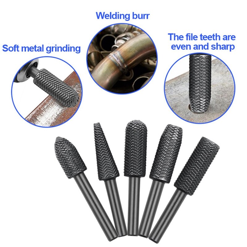 Drill Bit Sets 5Pcs Rotary Files Burr Drill Rotating Thorn Head Electric Rotary File Bit DIY Electric Grinding Head Wood
