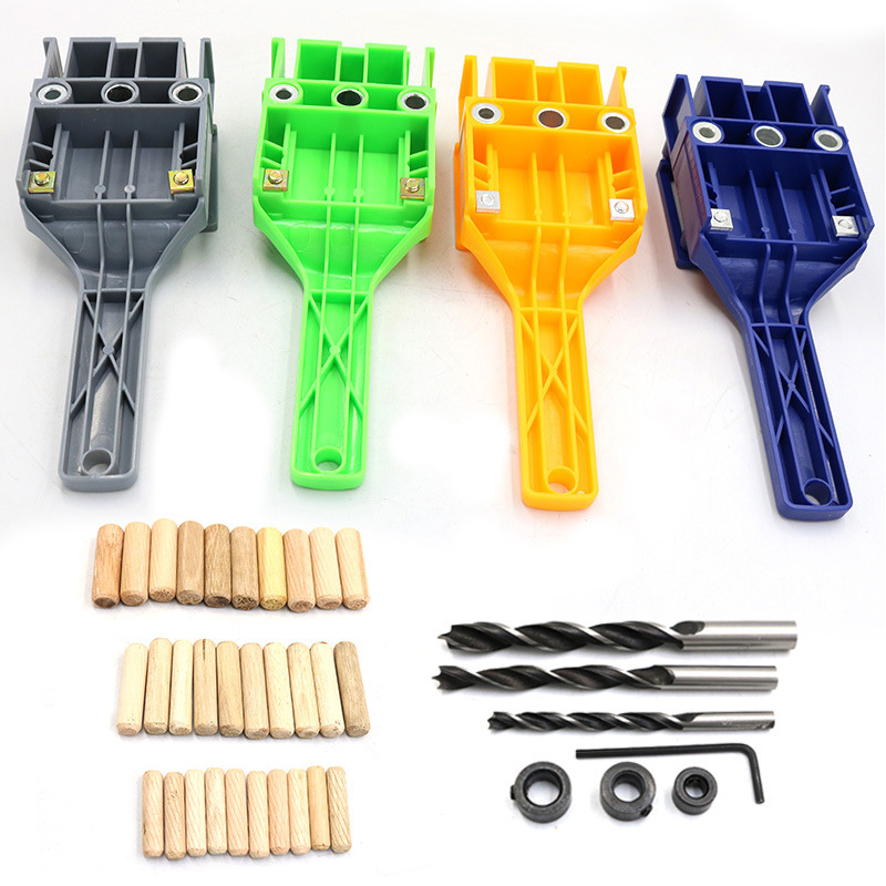Hurtig trædowling jig abs plast håndholdt lomme hul jig system 6/8/10mm borehuller til tømrer dyvel samlinger